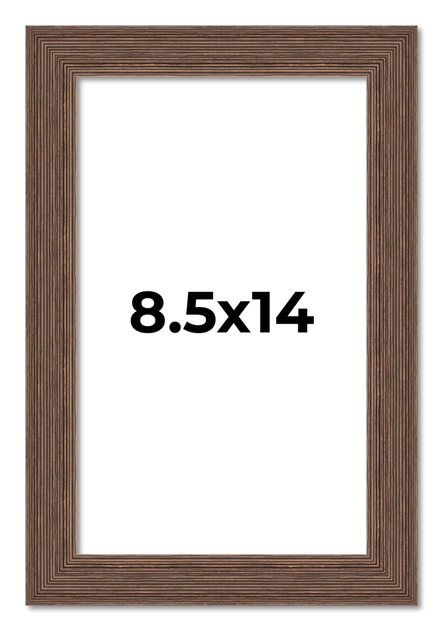 8.5x14 Wide Barnwood Picture Frame with UV-Resistant Acrylic & Acid Free Backing, Available in 6 Paint Finishes - Grey, Brown, White, and Black